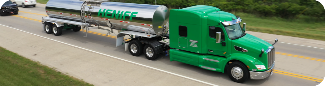 Heniff tanker semi-truck driving on the highway