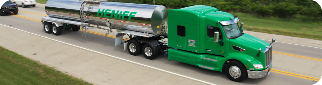 Semi-truck on the highway Heniff tanker semi-truck driving on the highway